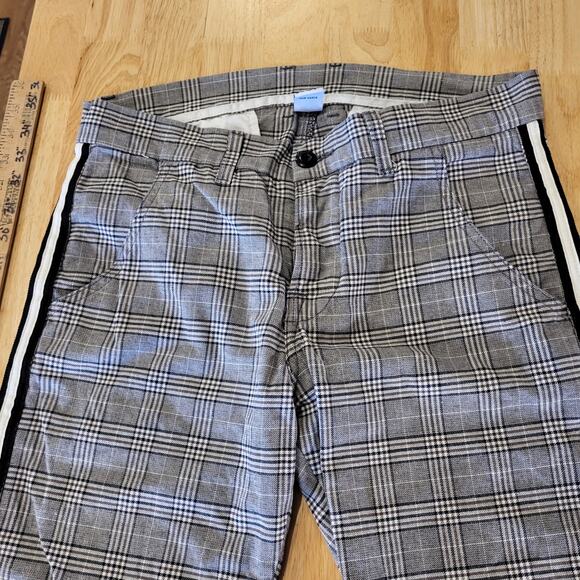 NSF 100% Cotton Plaid Pants Distressed Hem Side Stripe Size 30 Waist - Picture 4 of 15